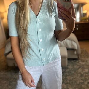 J. Jill Mint Green Button-Down Shirt